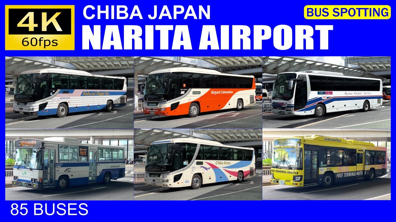 【Bus Spotting】Japan: Narita Airport, Chiba（バス 走行動画 成田空港）[4K]