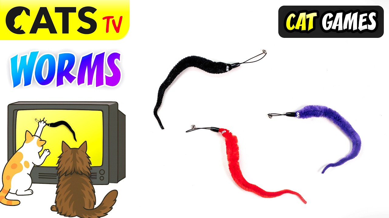CAT GAMES 📺 Crazy Worms 🐛😻 Best game for cats 🔊 3D Sound