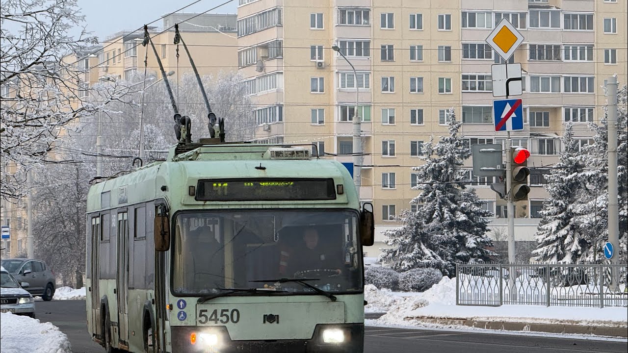 Минск, поездка в троллейбусе БКМ-321, №5450, марш.41 (19.01.2026)