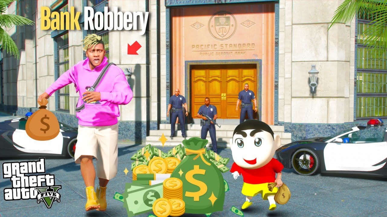 GTA 5: Shinchan & Franklin Biggest Bank Robbery In Gta5...! ( Gta5 mods )