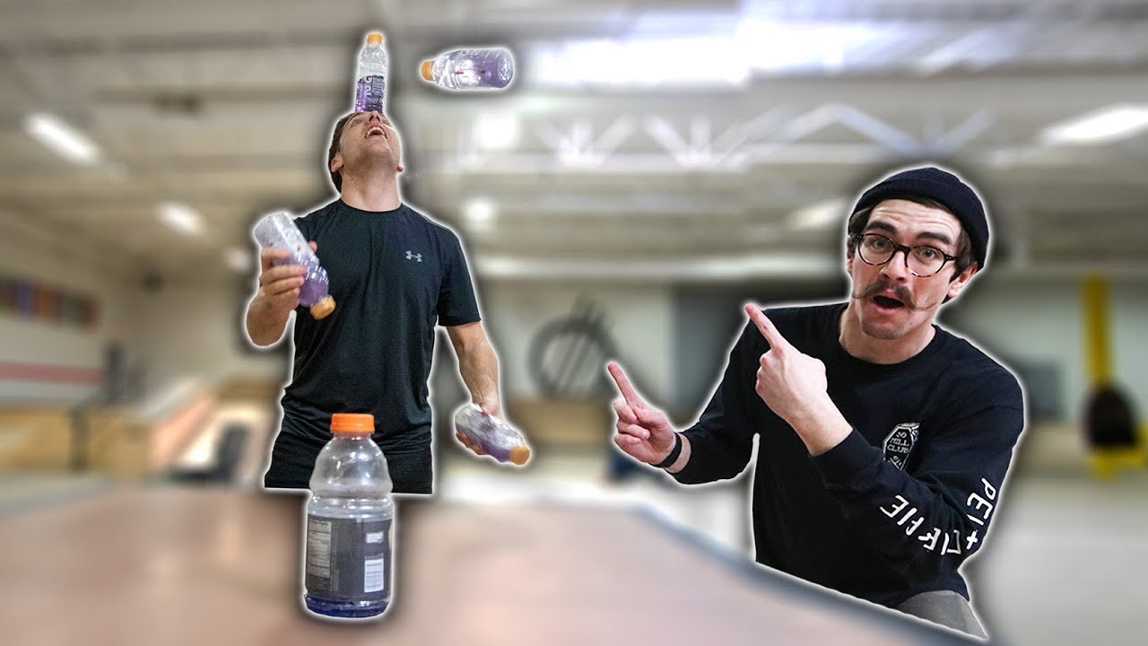 CRAZY BOTTLE FLIPS with PROFESSIONAL JUGGLER