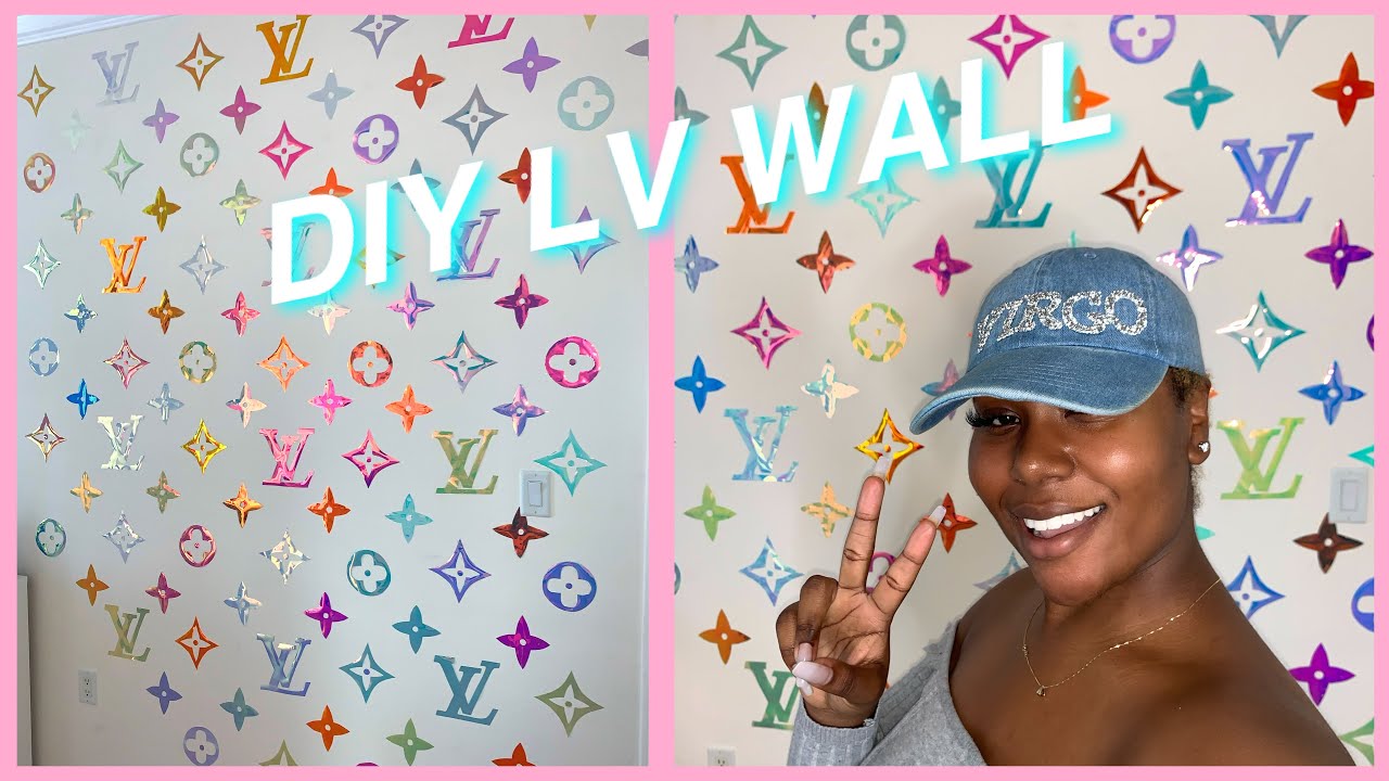 DIY HOLOGRAPHIC LOUIS VUITTON WALL (EVERYTHING BY HAND)* CUTE HOME DECOR *