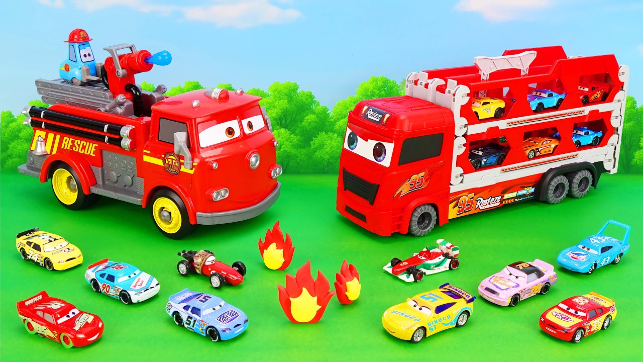 Disney Pixar Cars Unboxing Review | Lightning McQueen | Disney Pixar Cars Folding Lights Fire Truck
