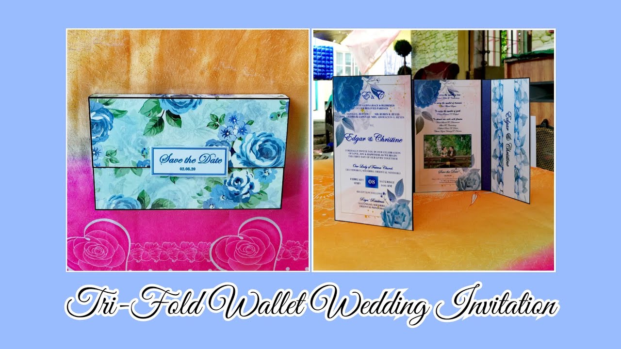 How to make Tri-fold Wallet Wedding Invitation | Tri-fold card tutorial | DIY Invitation