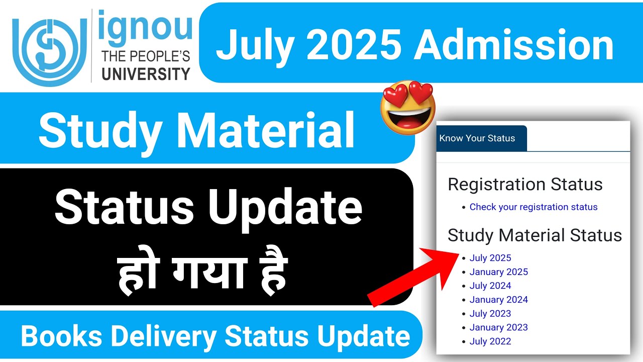 IGNOU Study Material Status Update | IGNOU Admission 2025 July Session | IGNOU Books Delivery Status