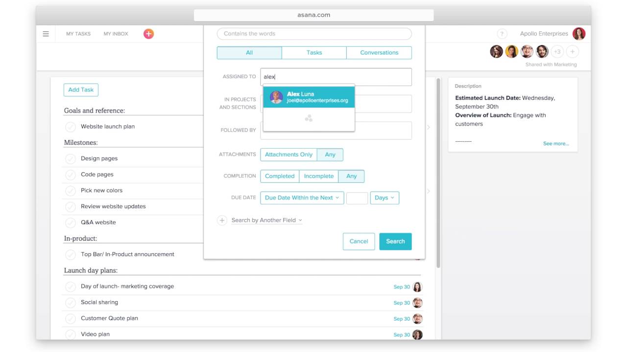 How to use Advanced Search in Asana | Asana tutorial