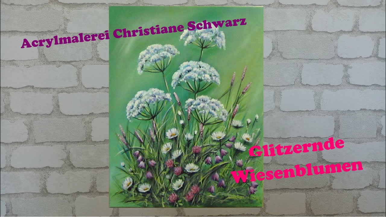 Glitzernde Wiesenblumen malen in Acryl | painting GLITTERY MEADOW FLOWERS with acrylics