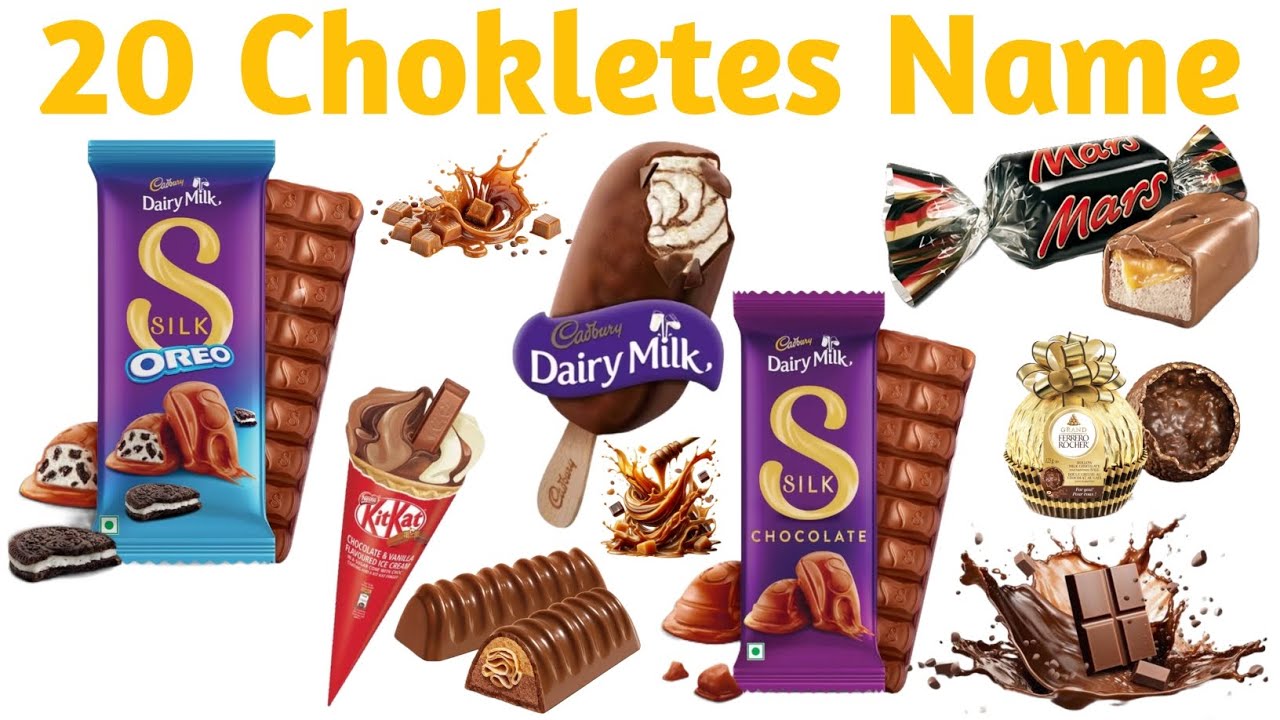 🍫 Chocolate Name Learning for Kids चॉकलेट के नाम हिंदी और इंग्लिश में सीखें | Kids Educational Video