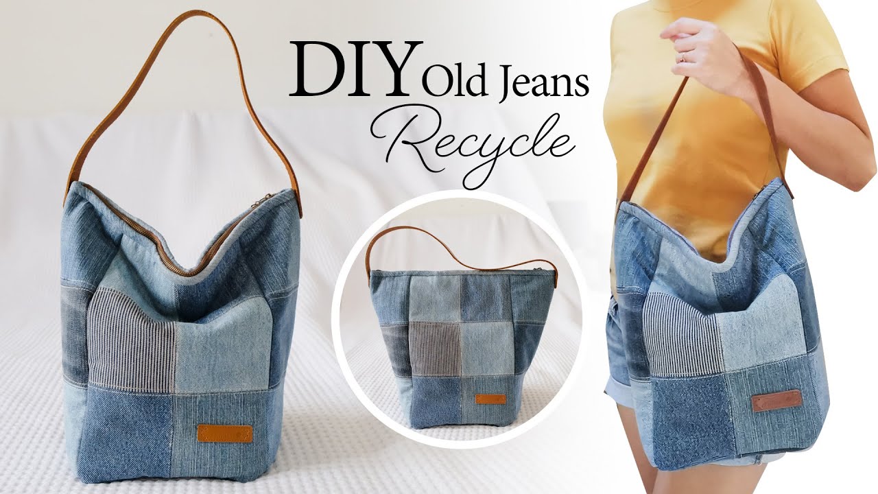 DIY Old Jeans Recycle Patchwork Bag | Tutorial (ep178)