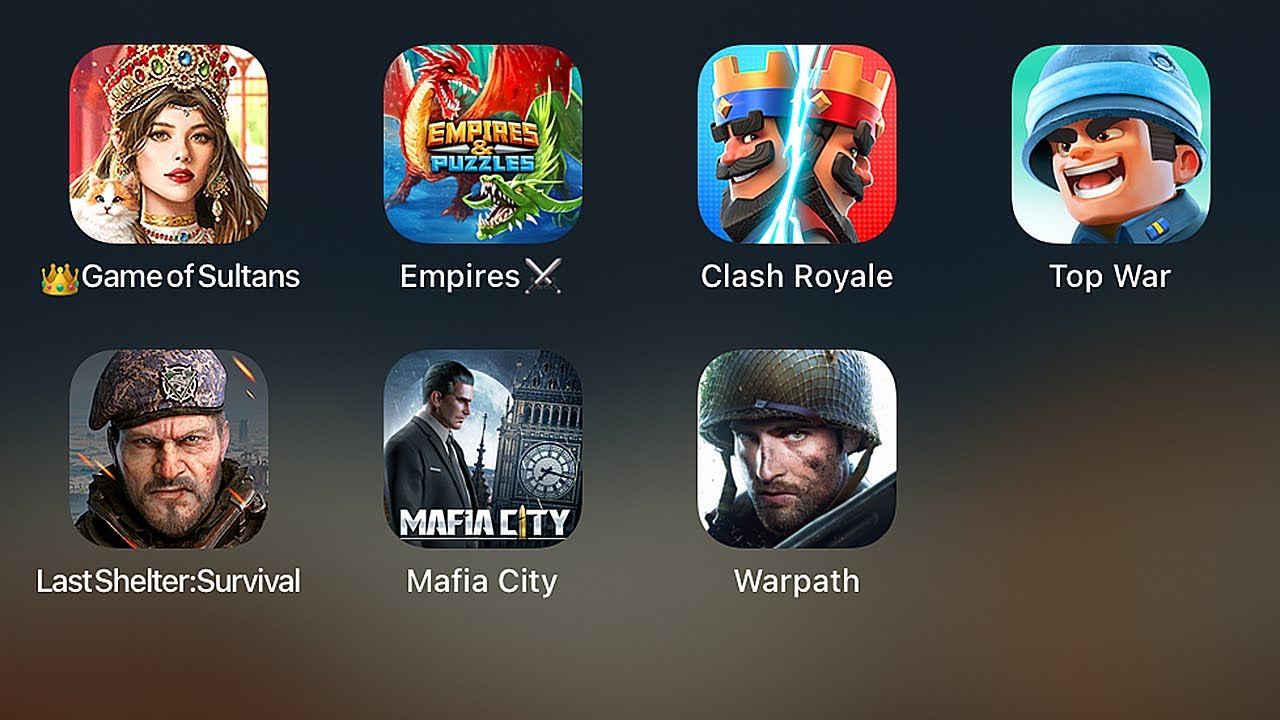 Game of Sultans,Empires & Puzzles,Clash Royale,Top War,Last Shelter Survival,Mafia City,Warpath