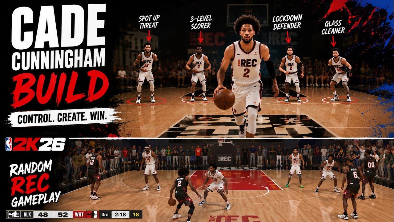 CADE CUNNINGHAM Build DESTROYs Random Rec in Two Quarter SHUT OUT! | REC GAMEPLAY | NBA2k26
