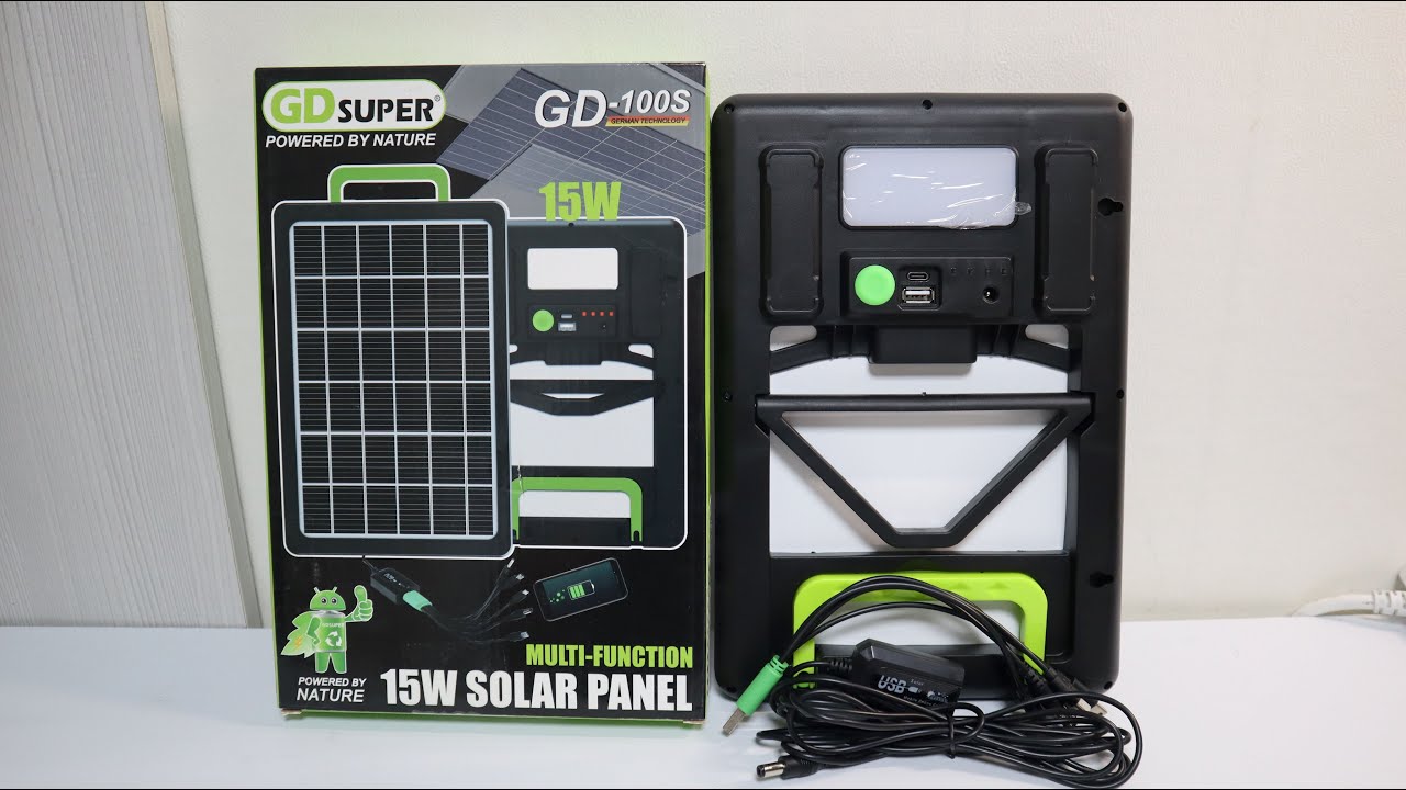 Unboxing and Test 15W Solar Come with Power Bank and Lighting Panel for Camping