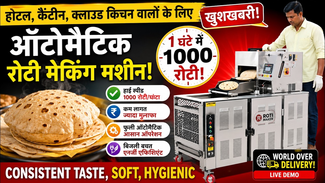 होटल, कैंटीन, क्लाउड किचन वालों के लिए खुशखबरी! Automatic Roti Making Machine! 1 घंटे में 1000 रोटी!