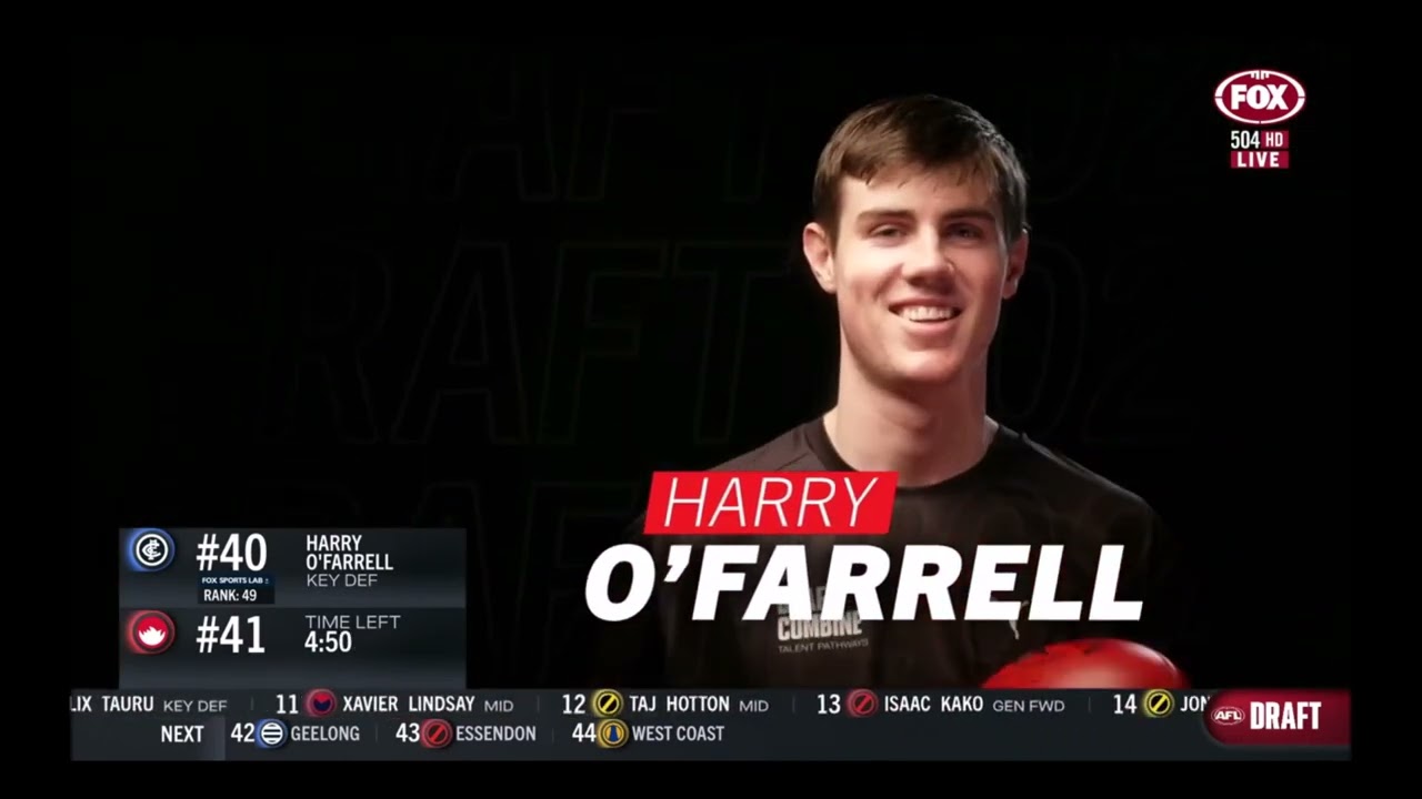 Welcome to Carlton, Harry O'Farrell - AFL Draft