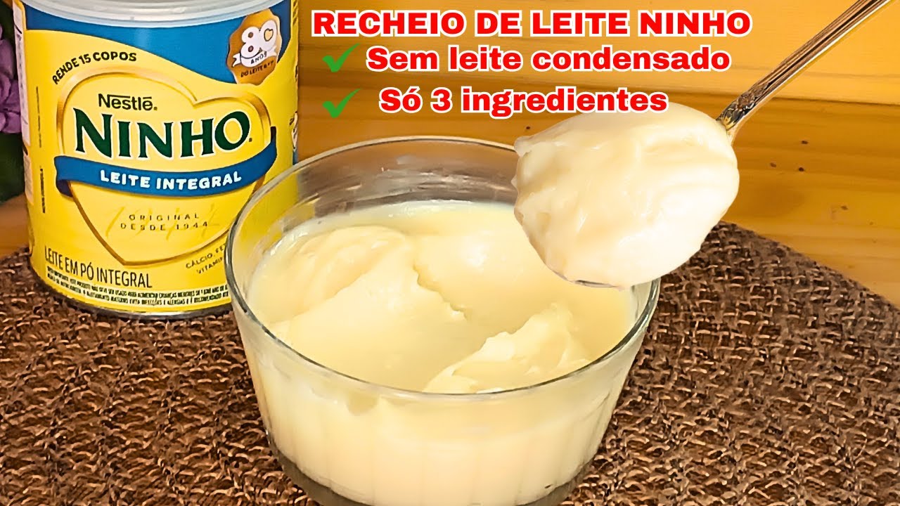 SÓ 3 INGREDIENTES NESSE RECHEIO COM AUTÊNTICO SABOR DE LEITE NINHO - NÃO VAI LEITE CONDENSADO