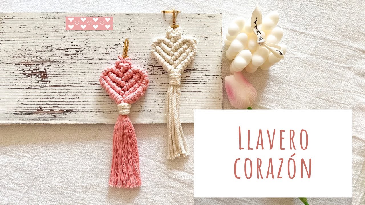 Diy llavero corazón en macramé tutorial paso a paso fácil para principiantes/macrame heart keychain