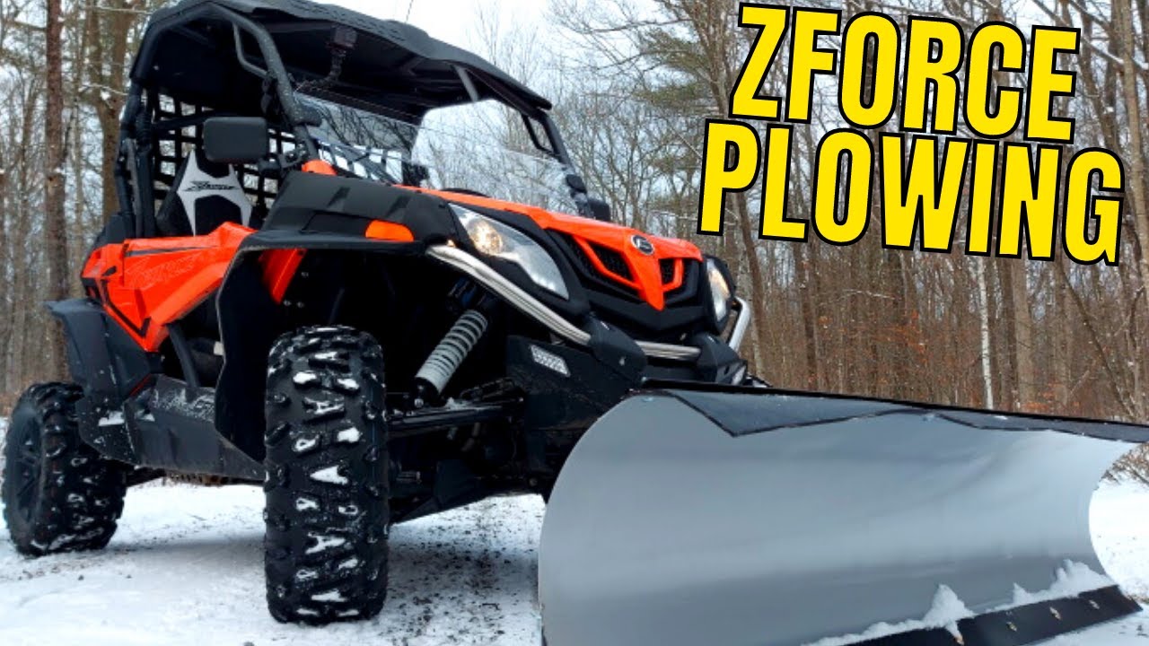 First Time Plowing Snow with a Side by Side Using CFMOTO ZFORCE 800 & KFI Blade