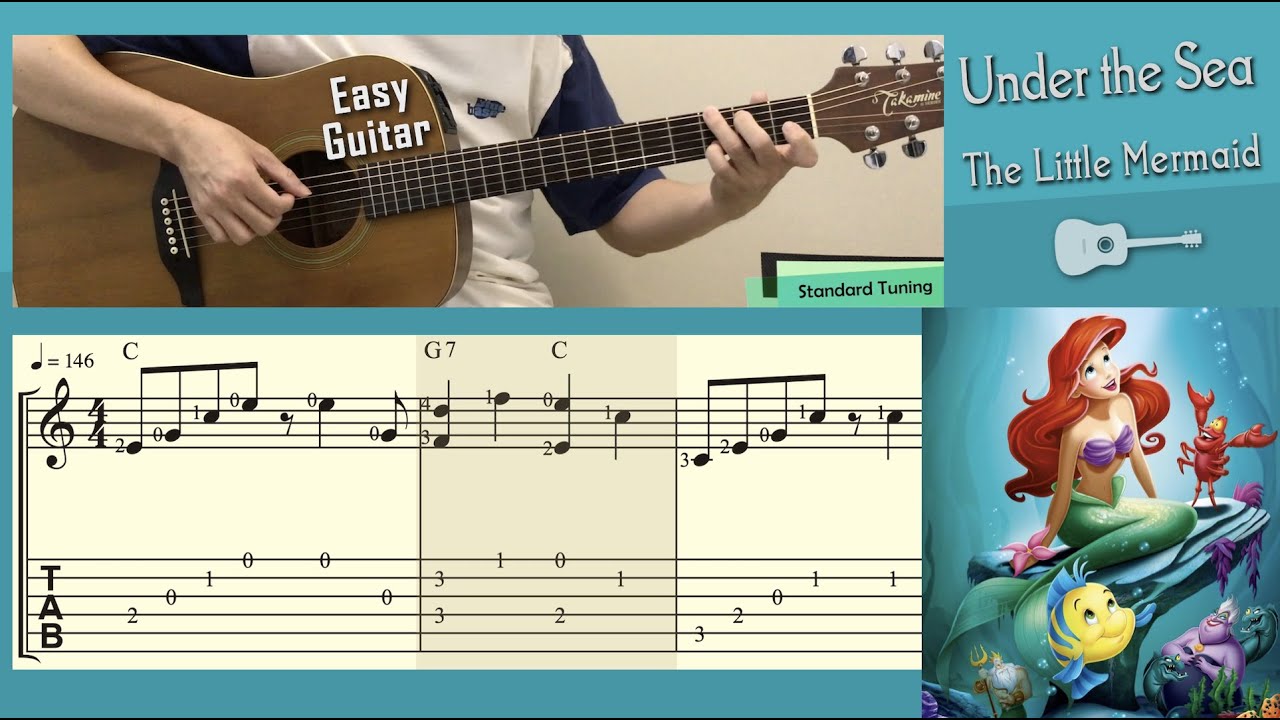 Under The Sea / The Little Mermaid (Easy Guitar) [Notation + TAB]
