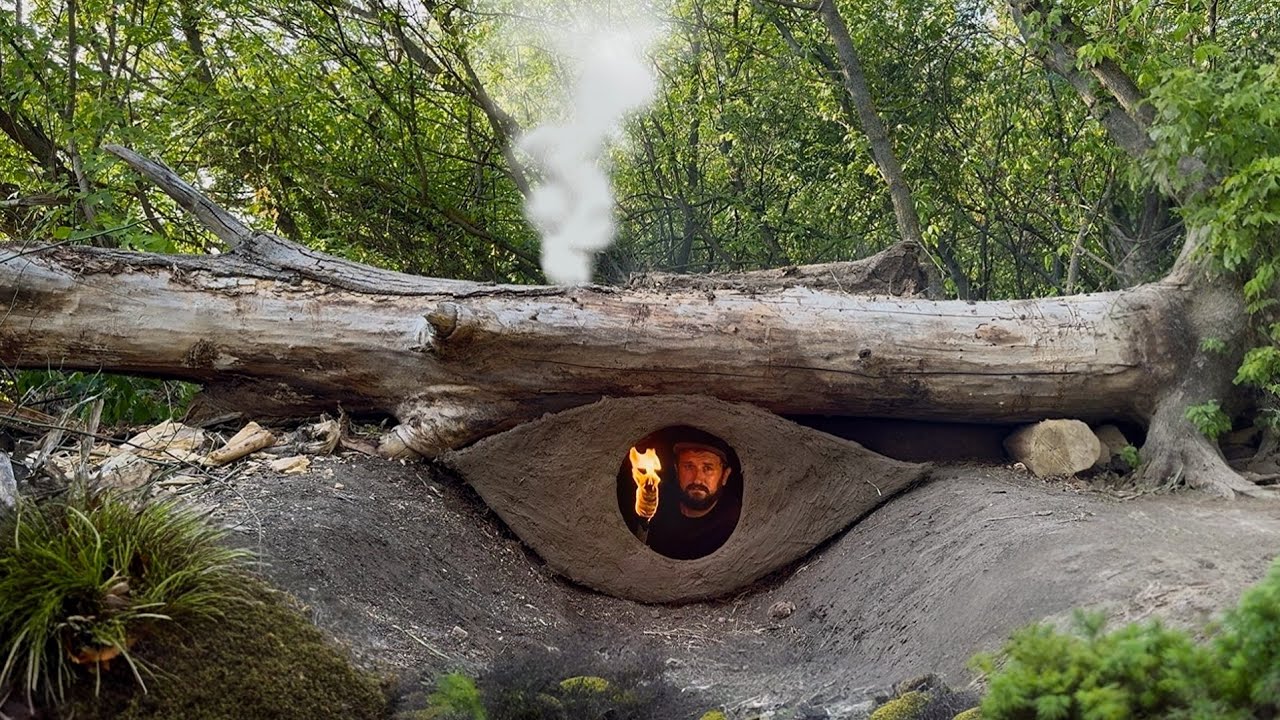 Building a Secret Survival Dugout in the Forest That No One Will Ever Find
