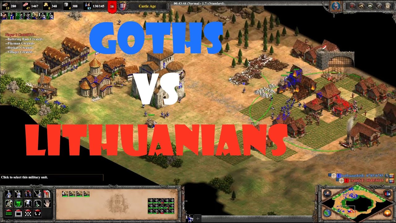 AoE2 | Goths Vs Lithuanians | Shrublands | 1080 Elo