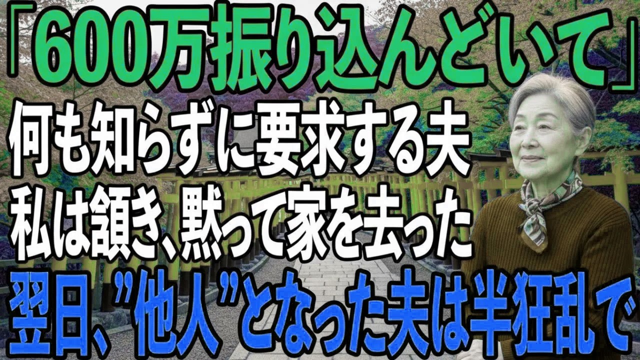 「600万振り込んどいて」何も知らずに高額要求する夫に、私は黙って頷いた→翌日、”他人”となっていた彼は、全てを知ると半狂乱で…【シニアライフ】【60代以上の方へ】