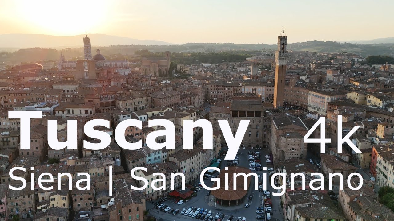 Tuscany: Siena | San Gimignano | Colle Val d'Elsa panoramic cinematic drone view