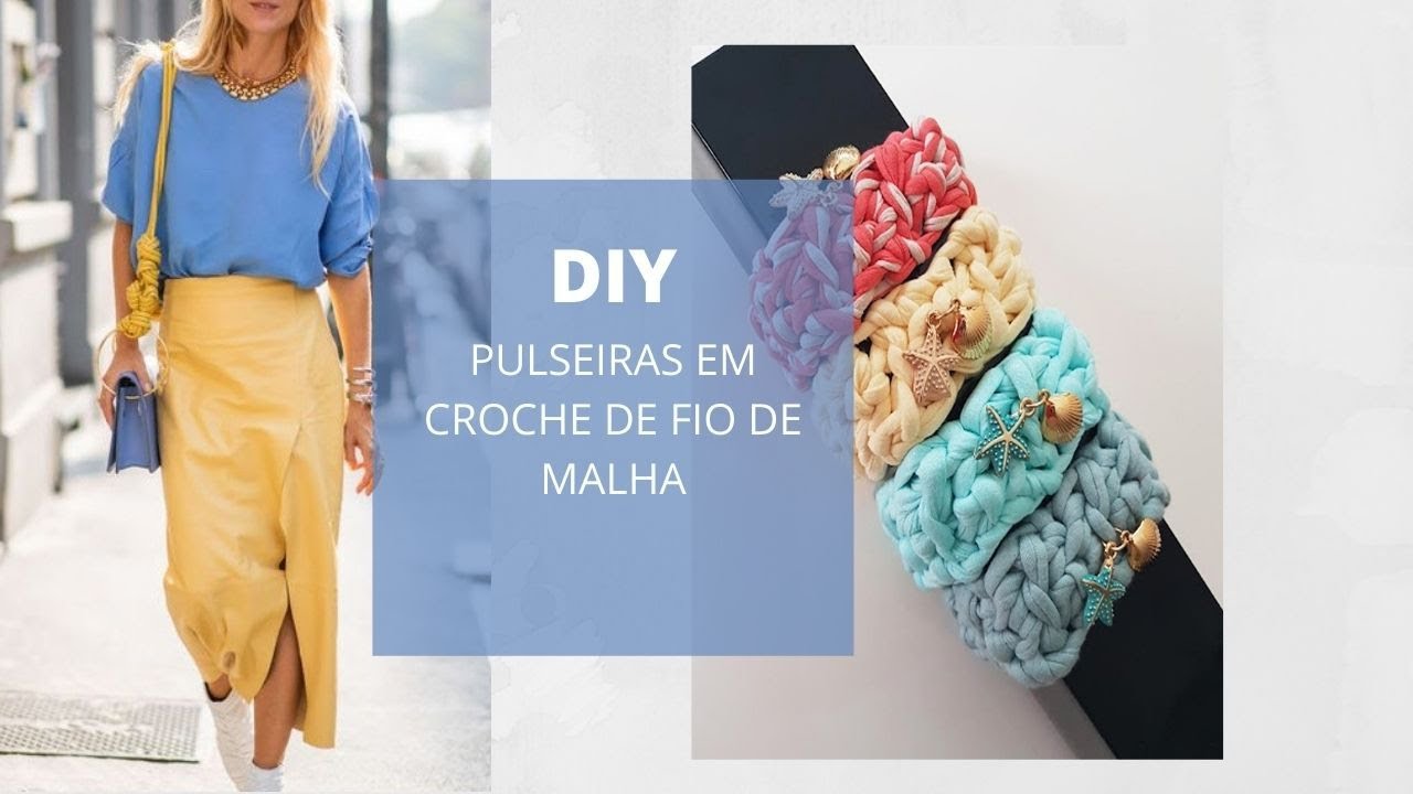 Tutorial: Como fazer pulseira de Crochê em em Fio de malha