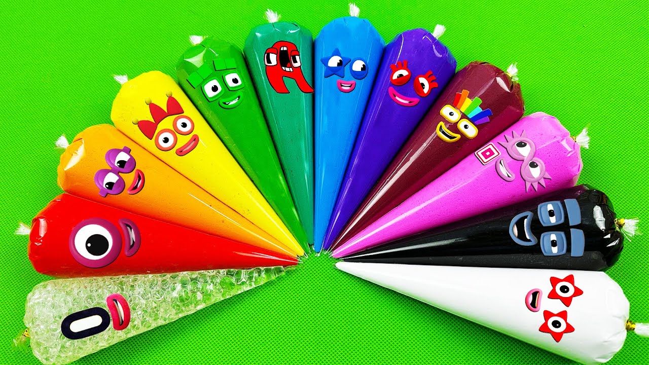 Numberblocks – Looking Rainbow Slime with Piping Bags! Satisfying Slime Videos, ASMR