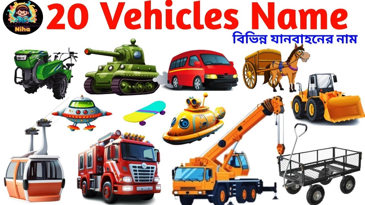 Vehicles Name | Learn 20 Vehicles Name in English with Pictures | Transports Name for Kids | Vehicle