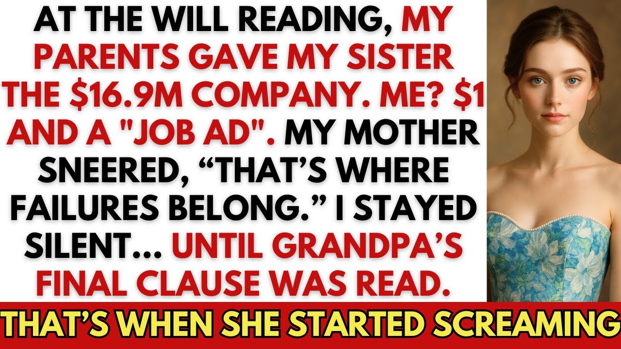 At The Will Reading, They Gave Sis $16.9M. Me? $1 + A Job Ad—Until Grandpa’s Clause Made Her Scream.