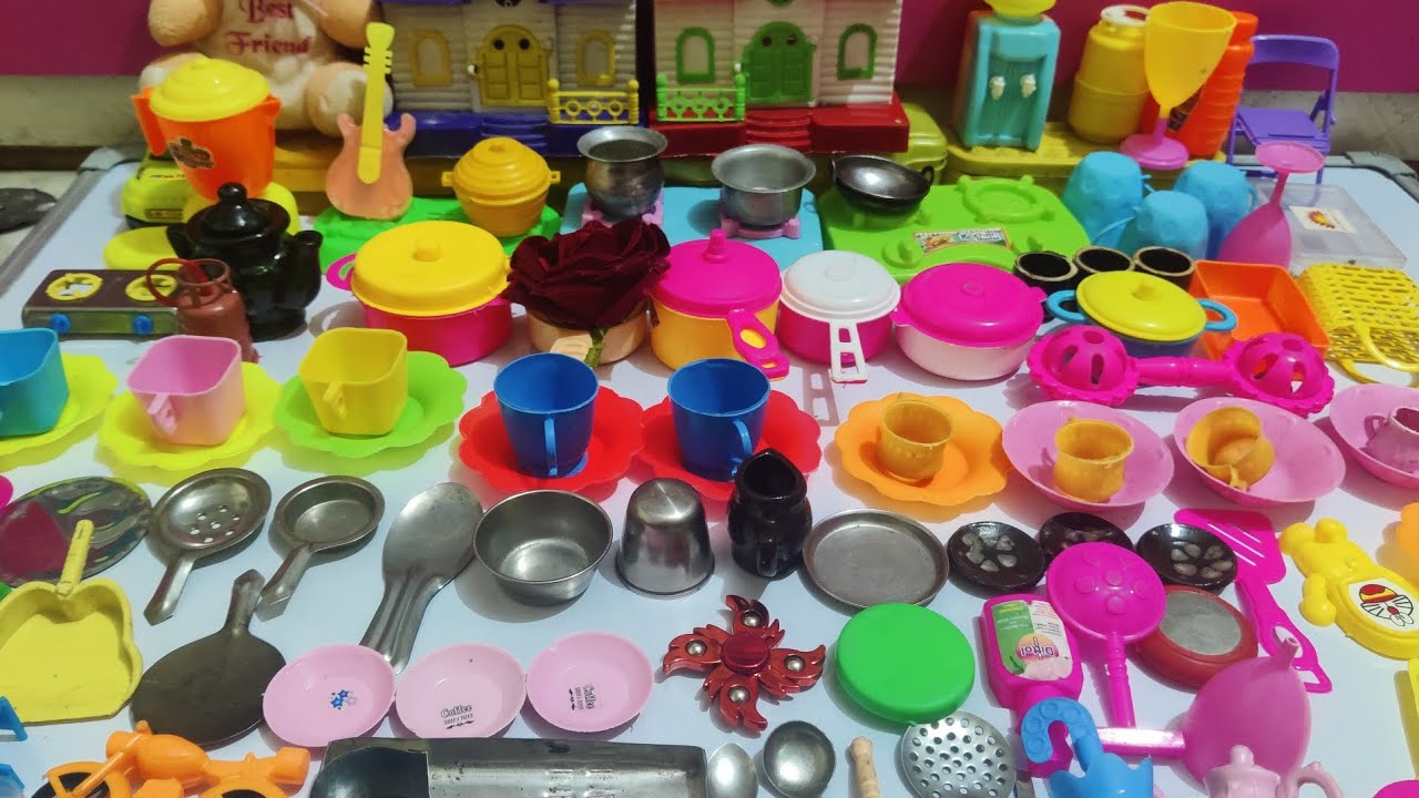 7:34) satisfying with unboxing cute baby girl kitchen set toys video//Mimi toys MASS 🌈 video 