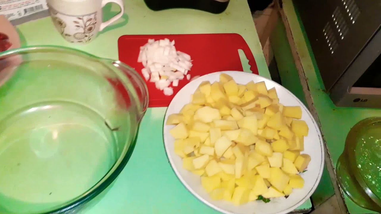 картошка с мясом в микроволновке без заморочек.