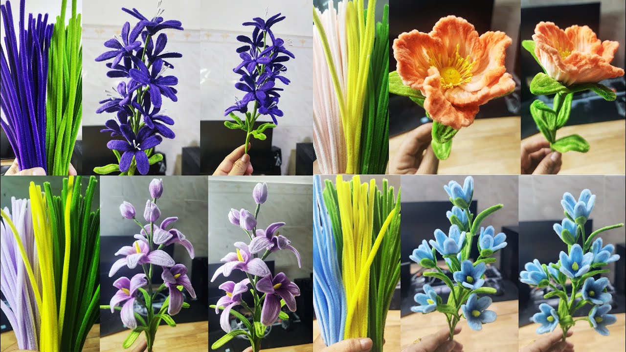 Tutorials how to make flower with pipe cleaners | Handmade gift ideas