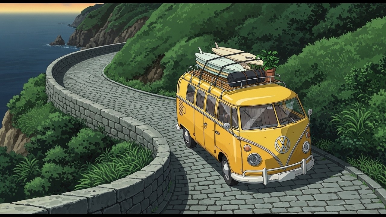Rainy Road Trip in a Cozy Mobile Home 🚐 | Ghibli-Inspired Family Journey Ambience