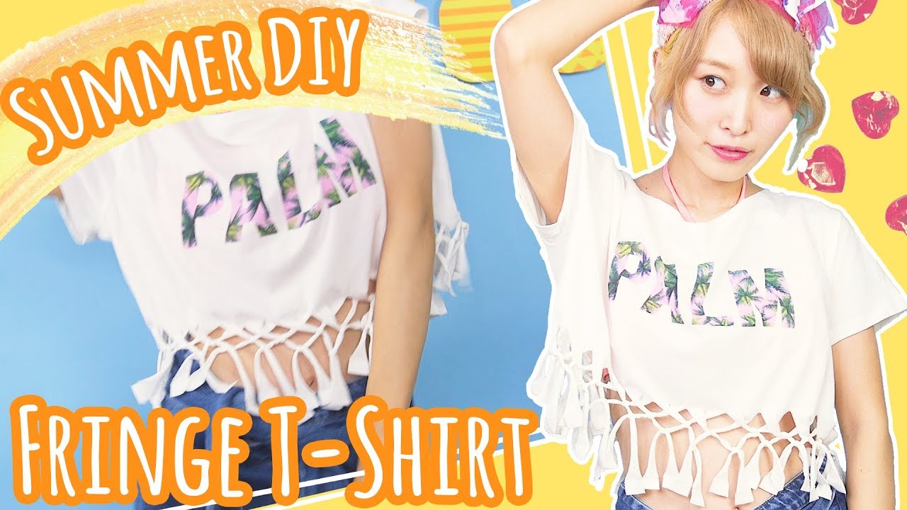 【簡単DIY】WEGOのTシャツをリメイク!!フリンジTシャツの作り方♡ DIY Fringe T-Shirt Tutorial