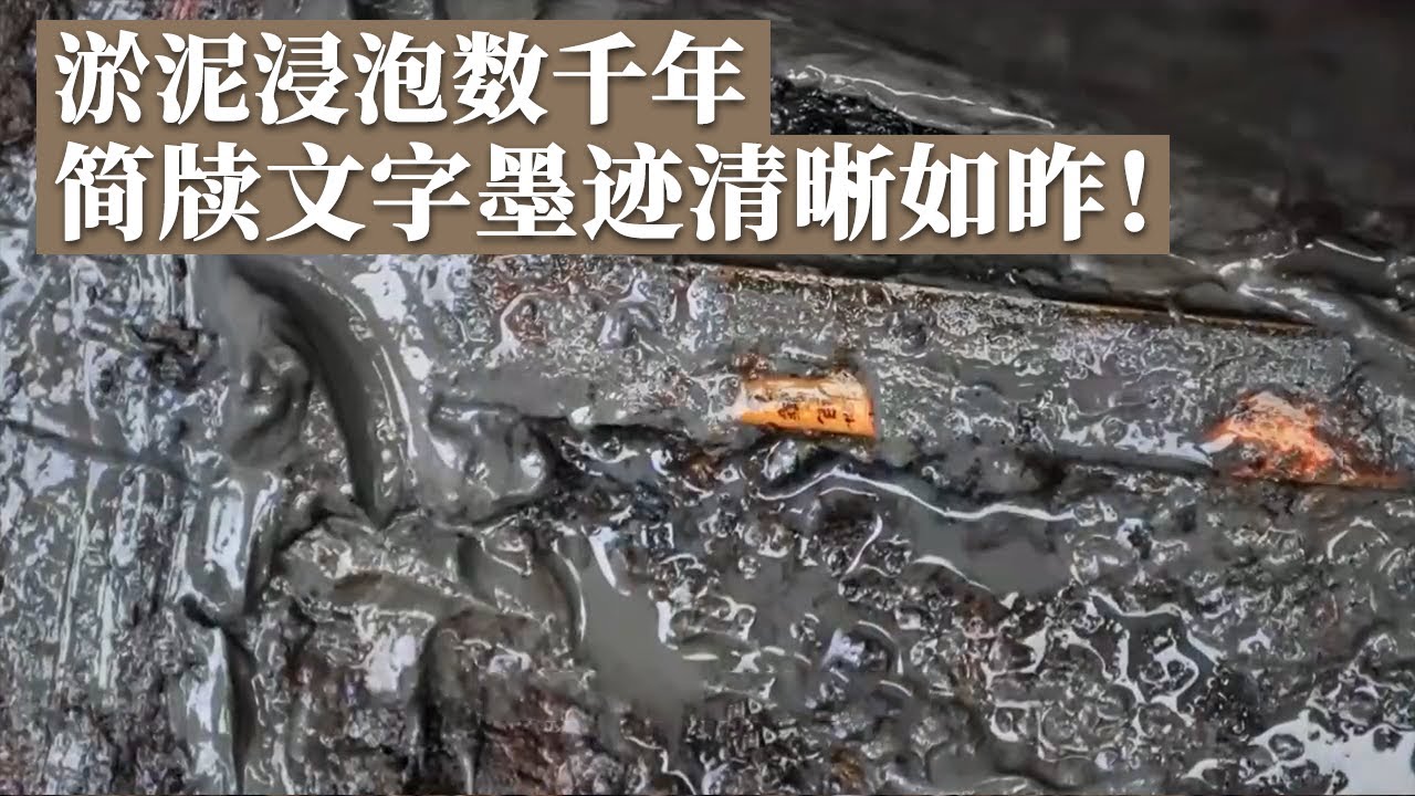 被淤泥浸泡数千年 但裸露出来的墨迹清晰如昨！云梦古墓简牍再现 小木片上密密麻麻排列着文字！《探索·发现》2023云梦寻古丨中华国宝