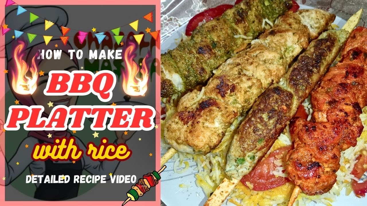 BBQ Platter With Rice | Chicken Kabab & Tikka Platter | BBQ Platter Recipe