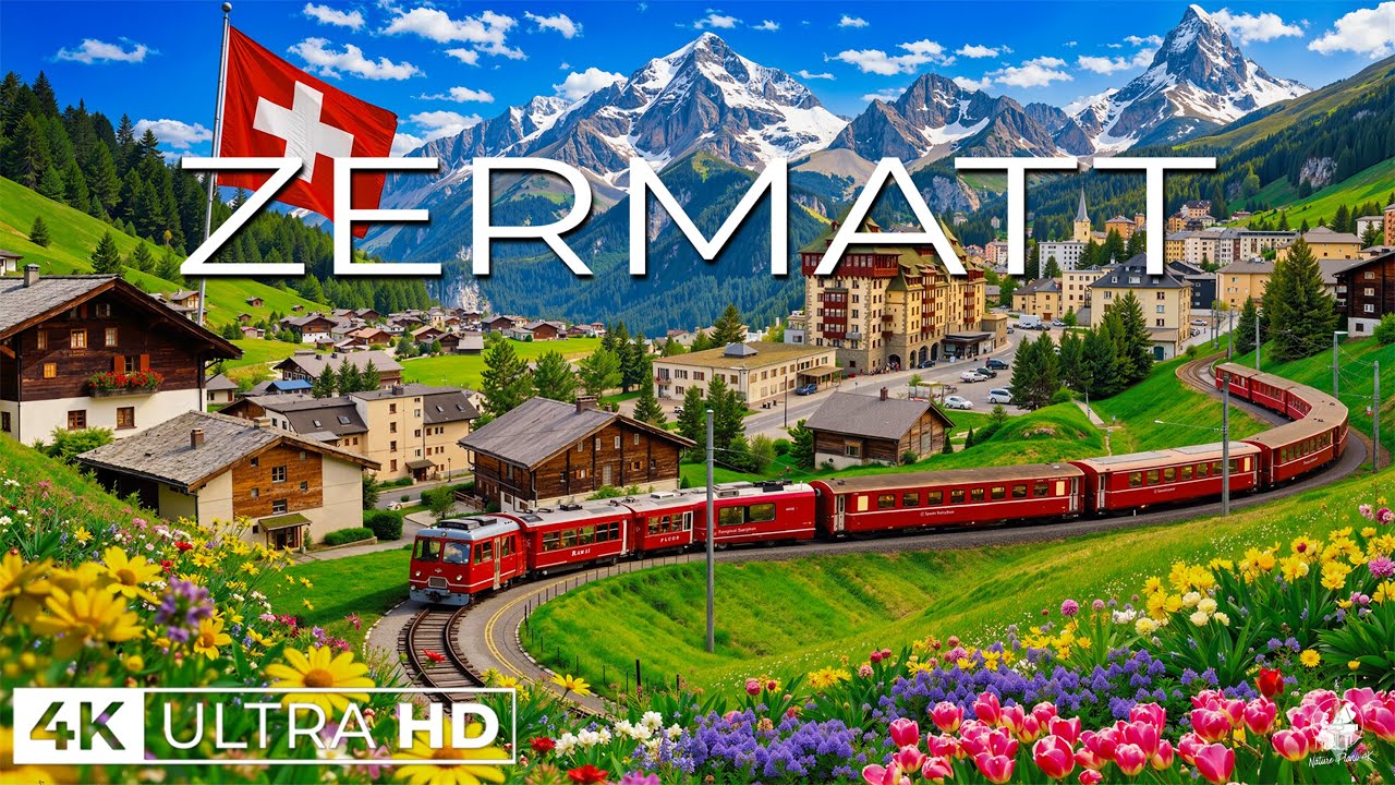 Церматт весной, 4K 🇨🇭 | Альпийские луга, тихие деревни и виды на Маттерхорн