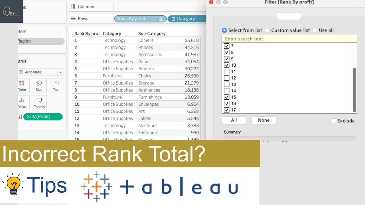 How to Fix Incorrect Rank and Rank Total | Tableau Tips