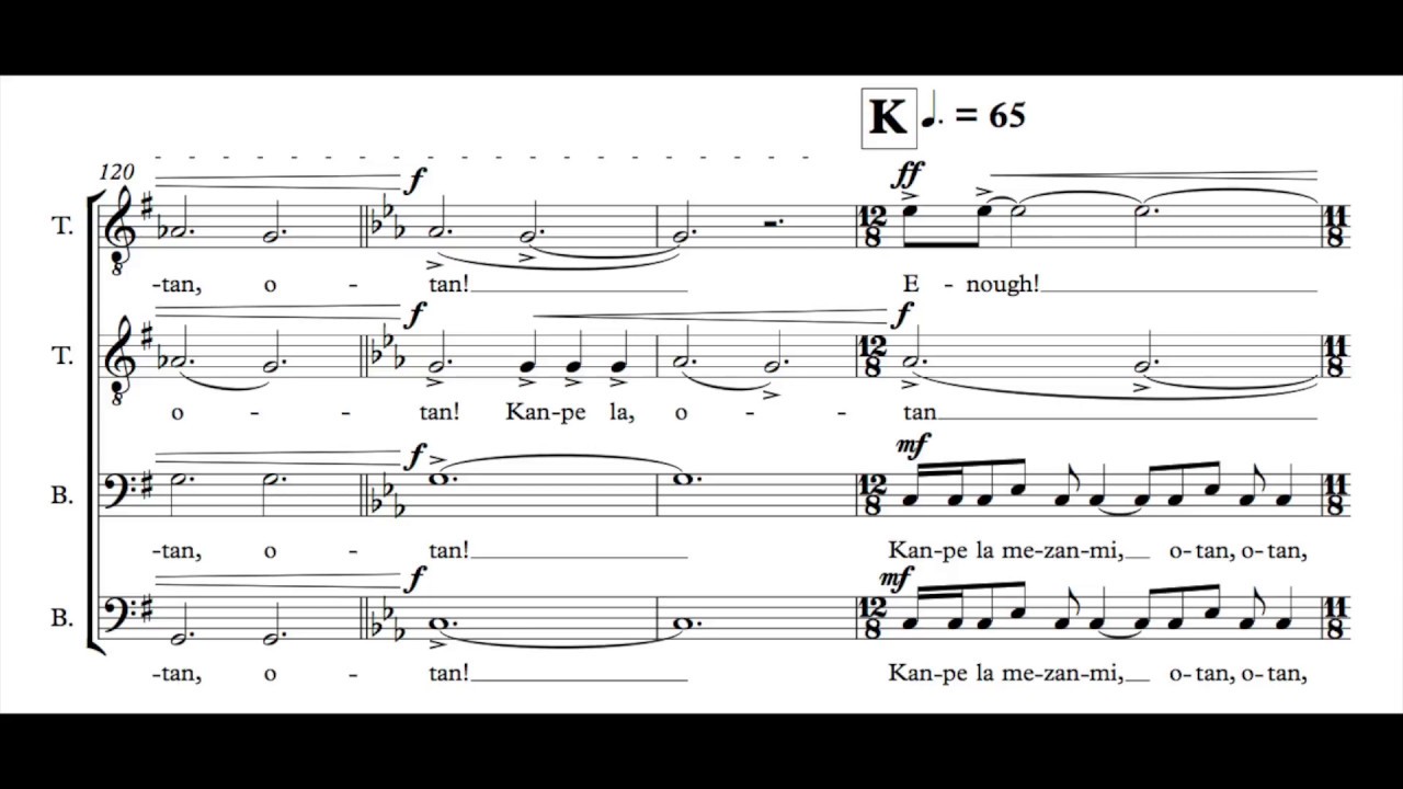 Kanpe La (Enough) by Sydney Guillaume {score video} - TTBB Chorus