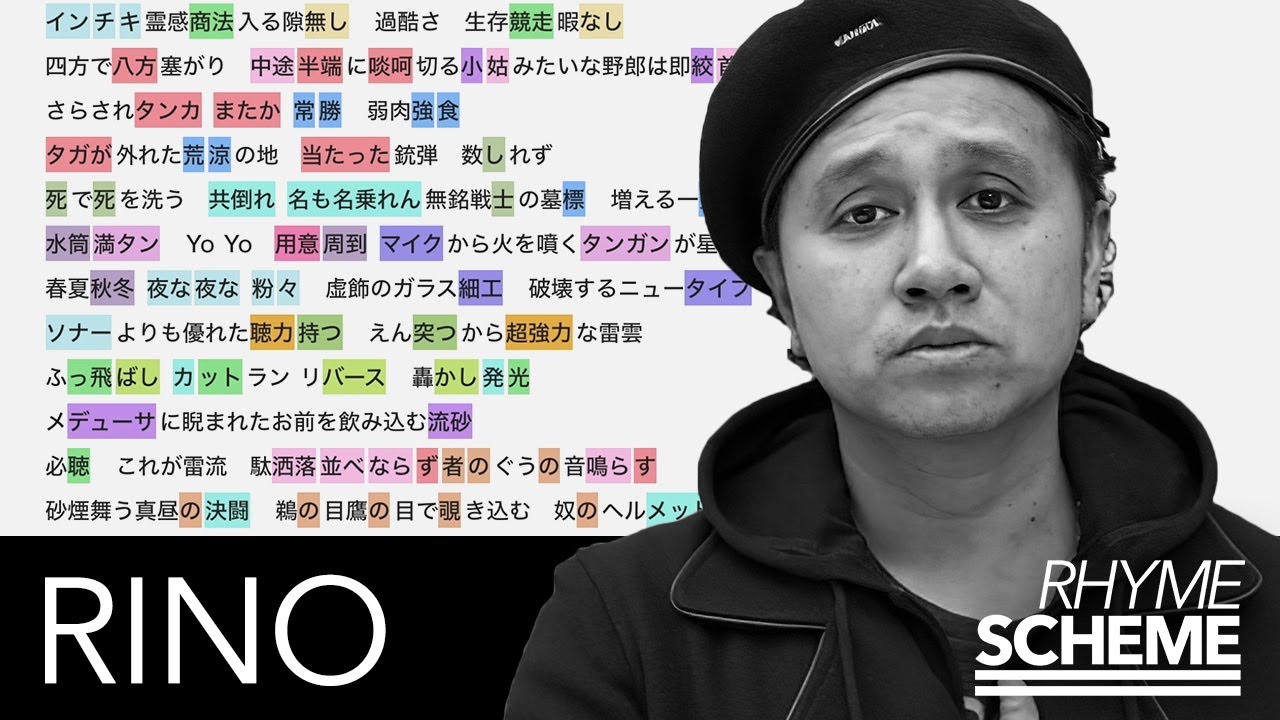 夕陽のタンガンマン - RINO（1996） | Japanese Hiphop Rhyme Scheme 001