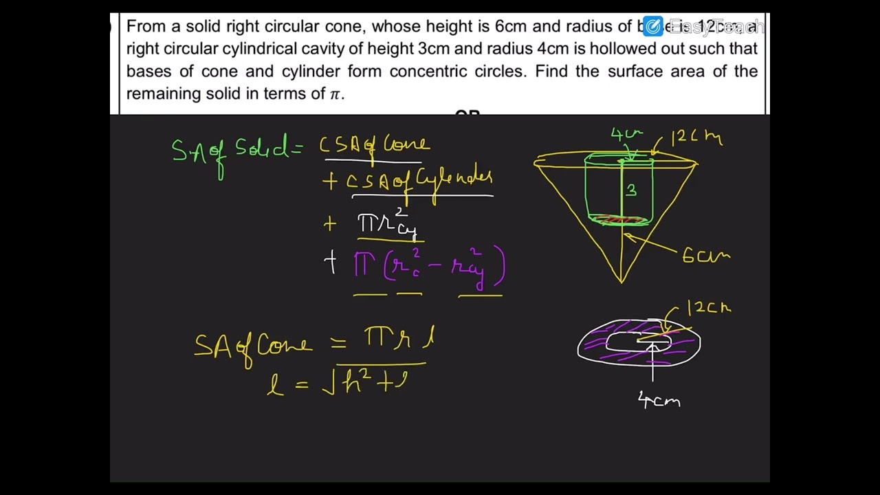 From a solid right circular cone, whose height is 6cm and radius of base is 12cm, CBSE25-26 sample Q