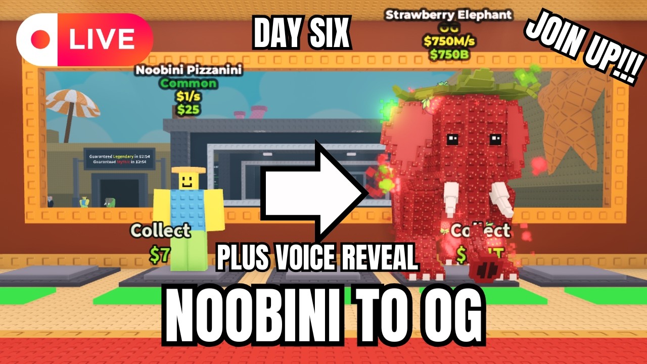 Noobini to OG (Live! 🔴) + Voice Reveal 🎙️🗣️ #live #sab #roblox