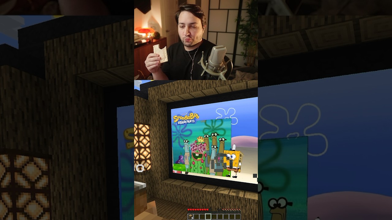 Наблюдаю за Спанчбобом в Minecraft