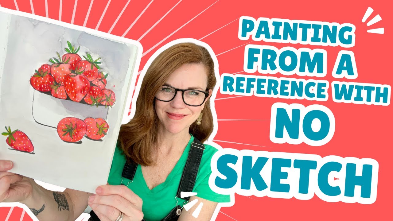 Watercolor Strawberries with No Sketching