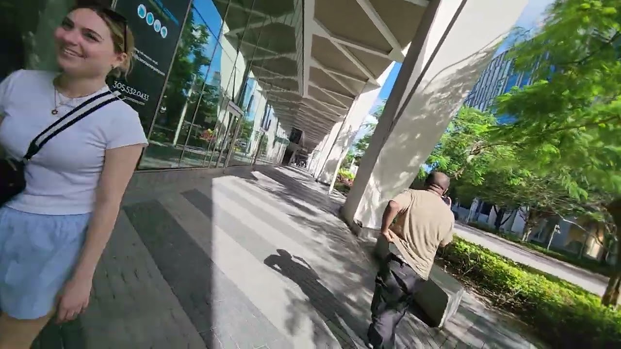 Walking from the Metromover to the Brightline Station.