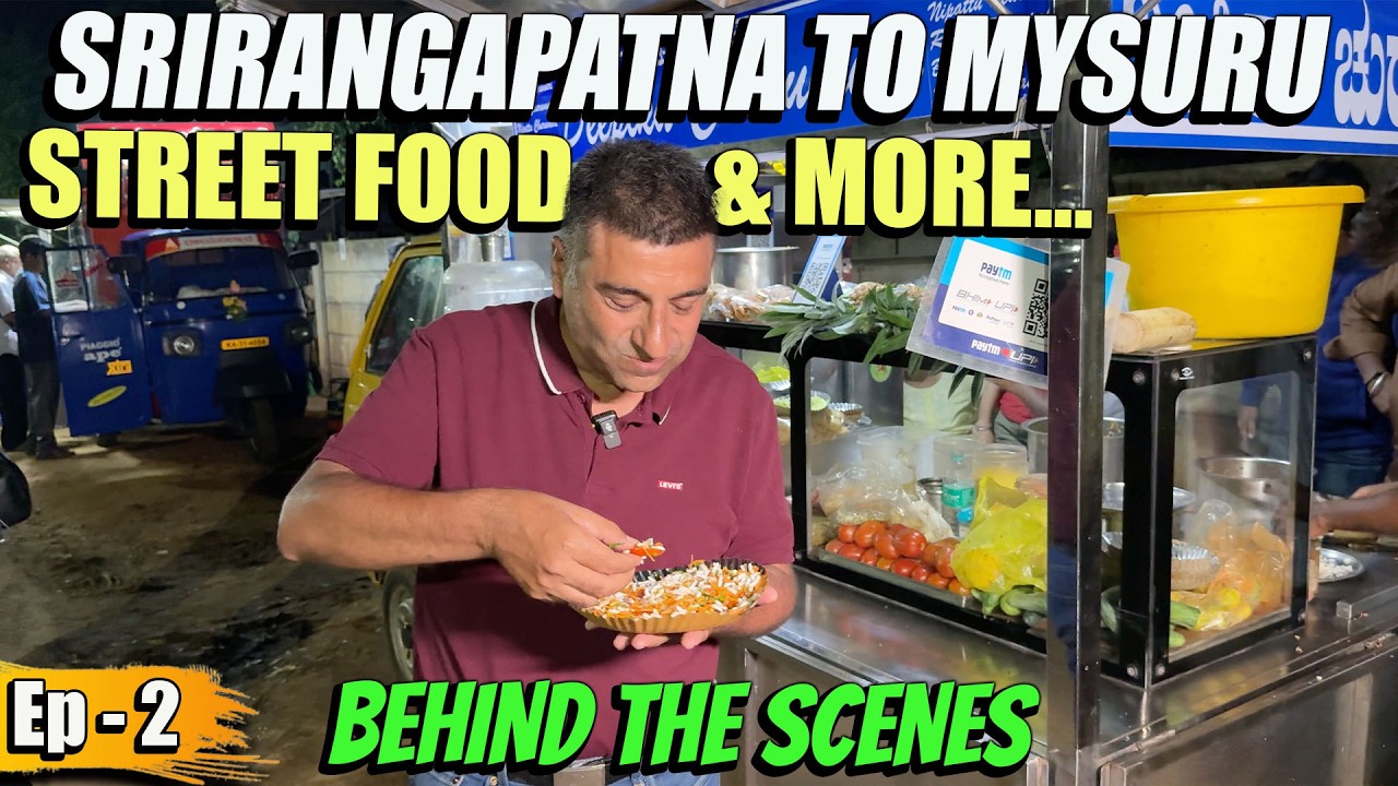 Ep 2 BTS Mysuru to Srirangapatna and back, Tomato slice in Mysuru street  food,North karantaka food
