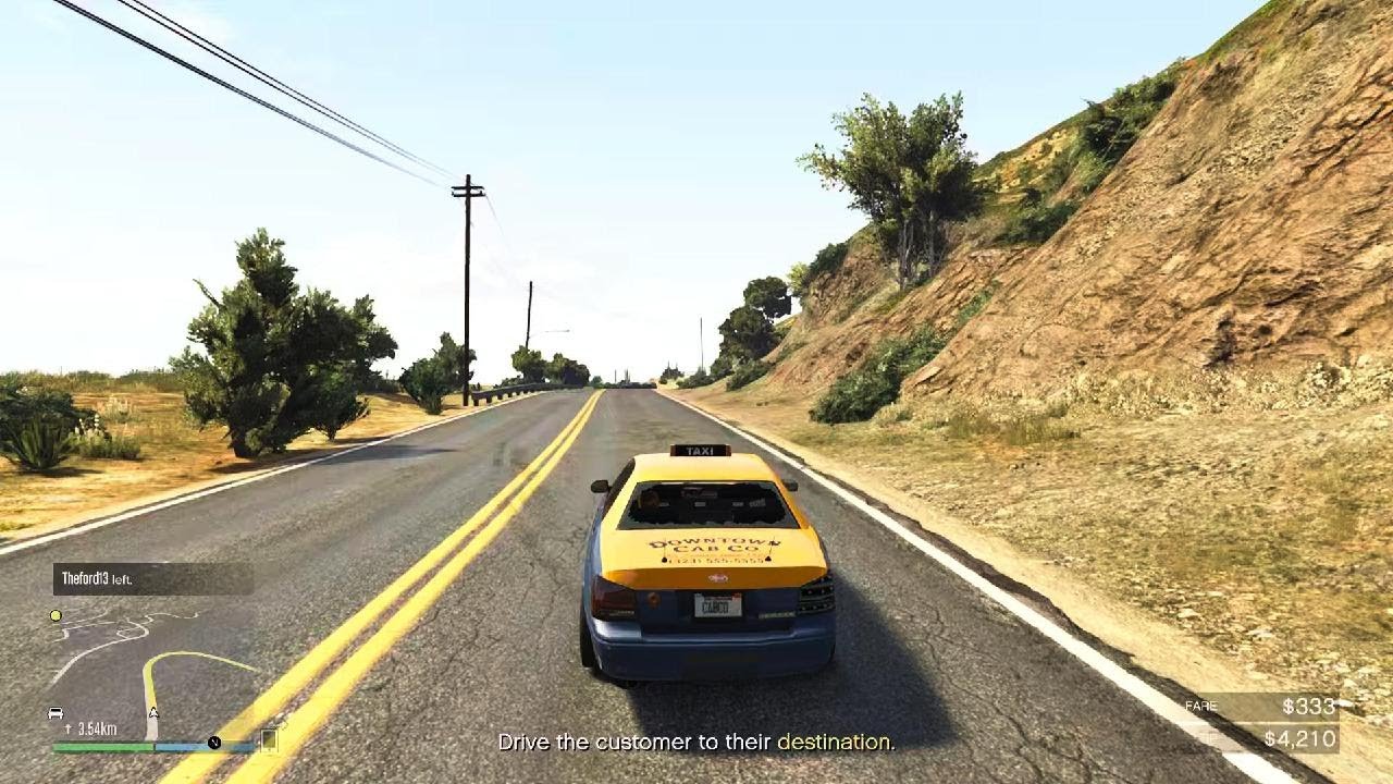 Grand Theft Auto V Online taxi business grind.