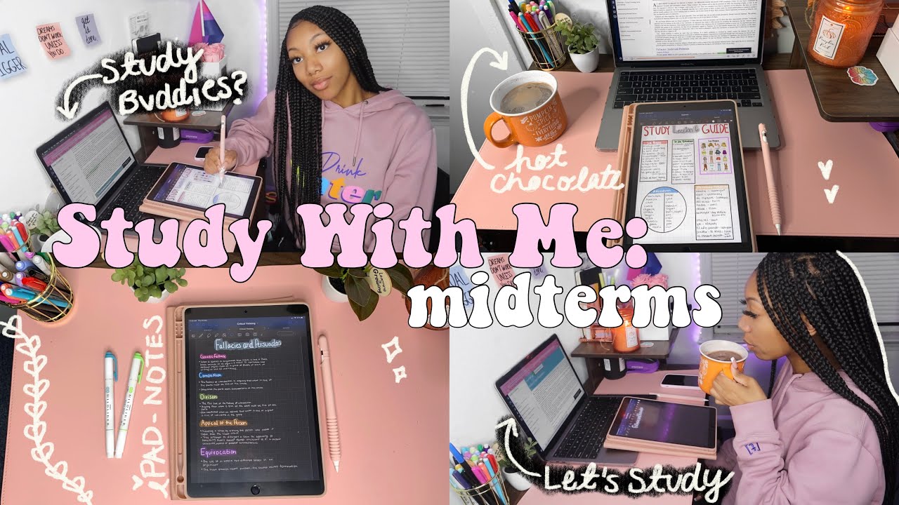 STUDY WITH ME: Night Time Studying for Midterms, iPad Notes, 2+ Hours, Breaks, Study Vlog 📚