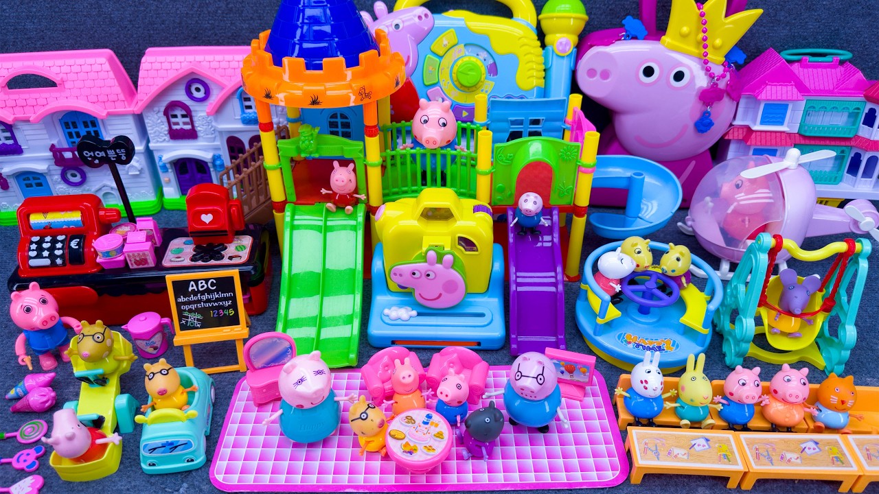 12 Minutes Satisfying Unboxing Peppa Pig Slide Playground Playset, Peppa Pig Family Toys Review